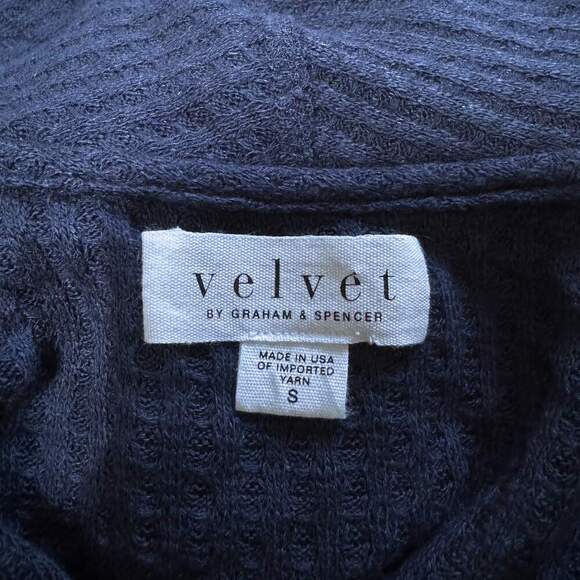 VELVET GRAHAM & SPENCER Navy Bertha Open Textured Cardigan Sweater NWT Small - Picture 8 of 10